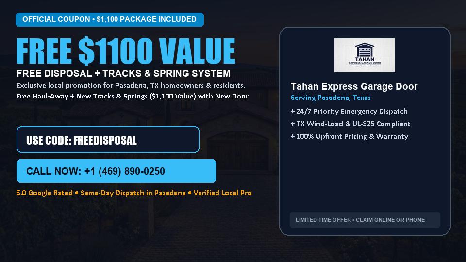 Tahan Express Garage Door FREE Haul-Away & Heavy-Duty Tracks with New Door in Pasadena, TX